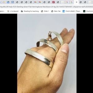 Herringbone Italian Silver 18" Necklace. Milor 925